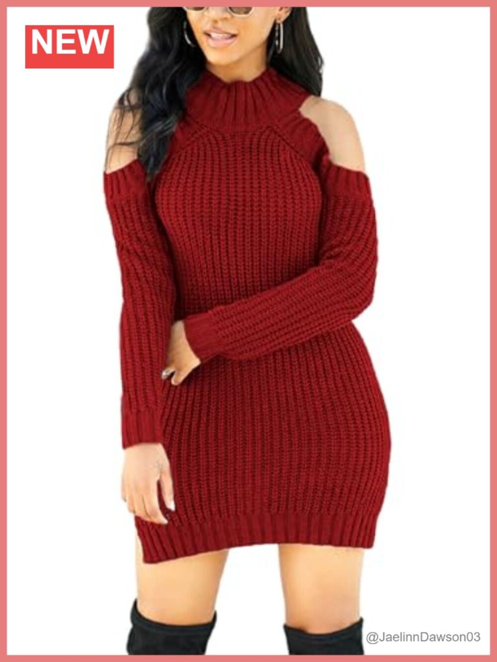 Women's Winter Sweater Dress Cold Shoulder Bodycon Mini Pullover